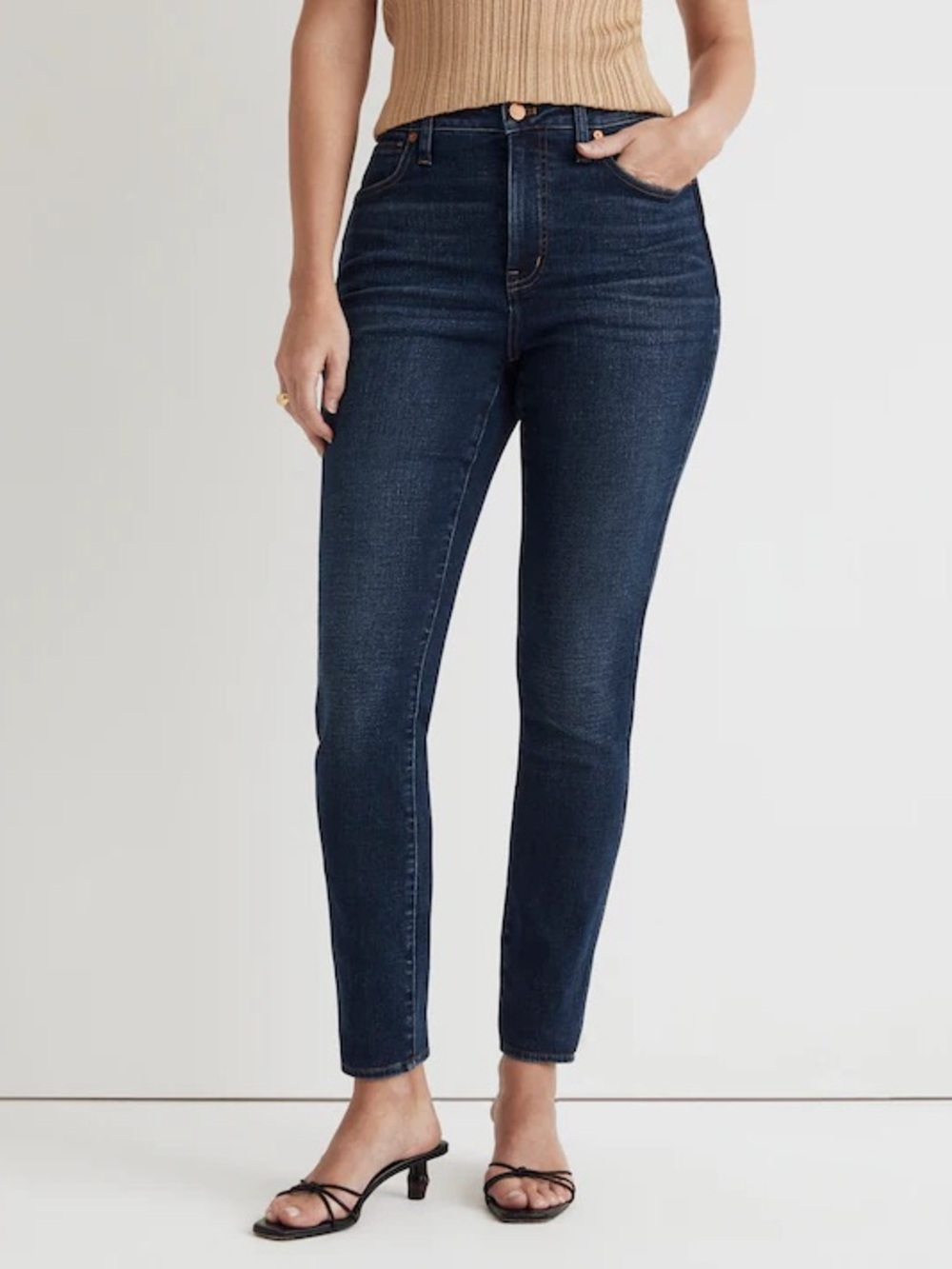 Madewell Curvy High Rise Skinny Dark Blue Jeans, Size 27